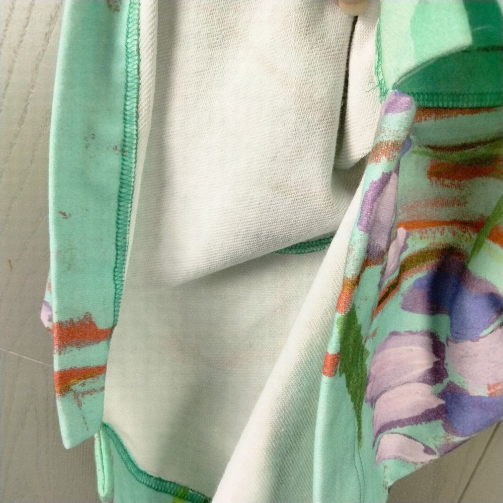 Floral Zip-Front Mint and Pink Shift Dress - Picture 6 of 11